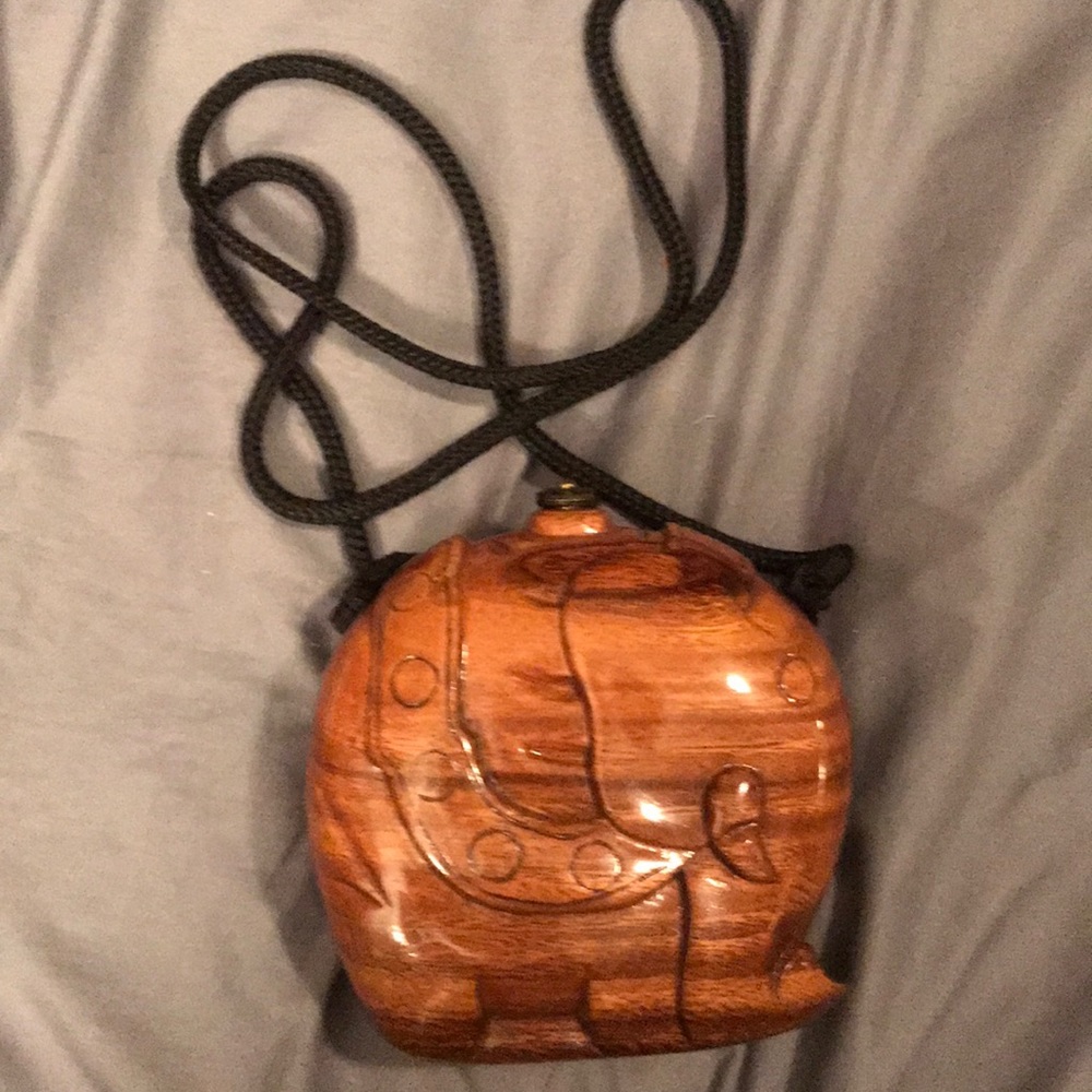 Rare Timmy Woods Elephant Acacia Wood Purse